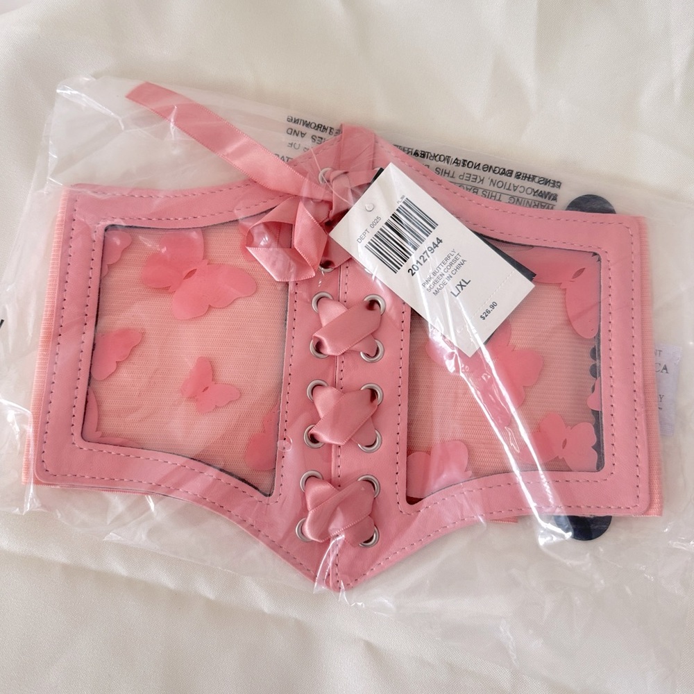 NWT Pink Butterfly Corset Belt